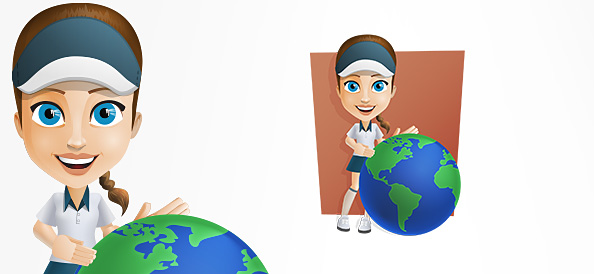 Female Courier Vector Character Holding a Globe