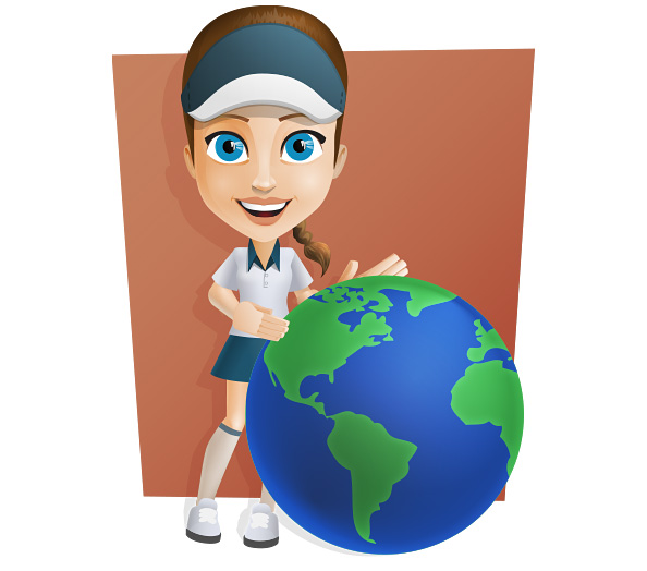 Female Courier Vector Character Holding a Globe Preview