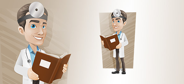 Male Doctor Vector Character With a Book