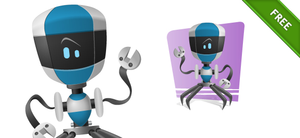 Blue Robot Vector Character