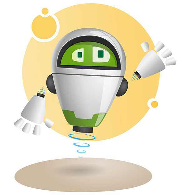 Flying Robot Vector Character Preview