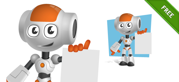Robot Vector Character Holding a Note