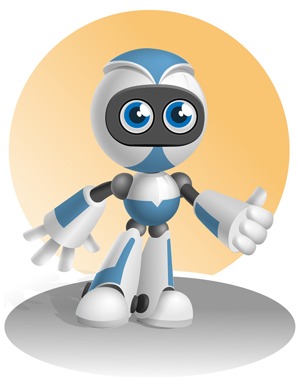 Robot Vector Character in Blue Preview
