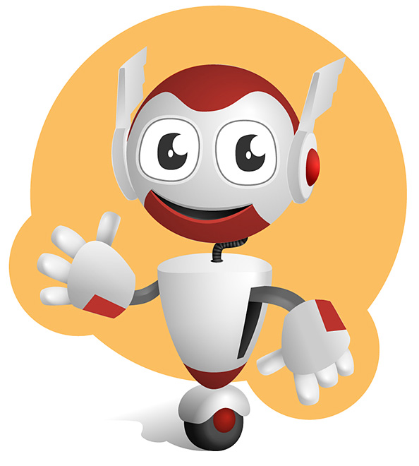 Robot Vector Character on a Wheel Preview
