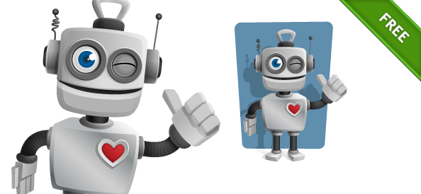 Robot Vector Character with Thumbs Up