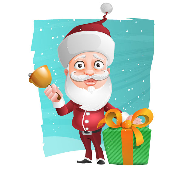 Free Santa Claus Vector Character Holding a Gift Preview