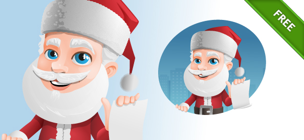 Santa Claus Vector Character Holding a Note
