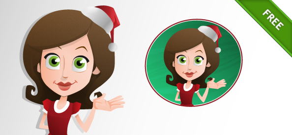 Woman Vector Character with Holiday Hat