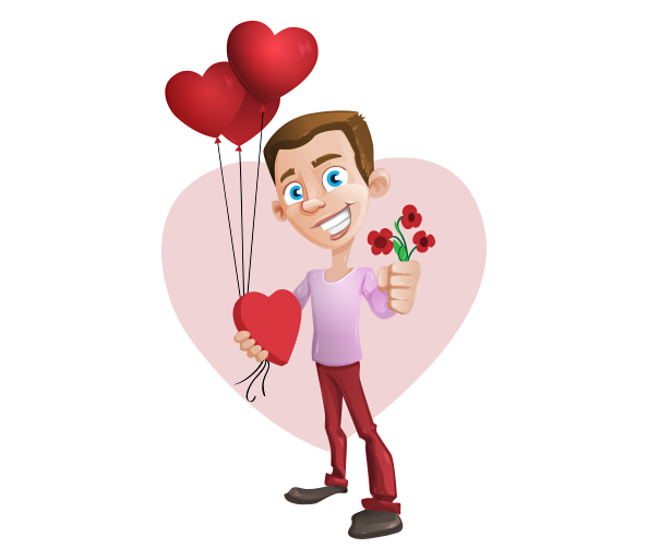 Valentines Illustration of a Vector Boy