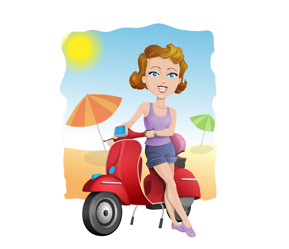 Vector Girl on a Scooter