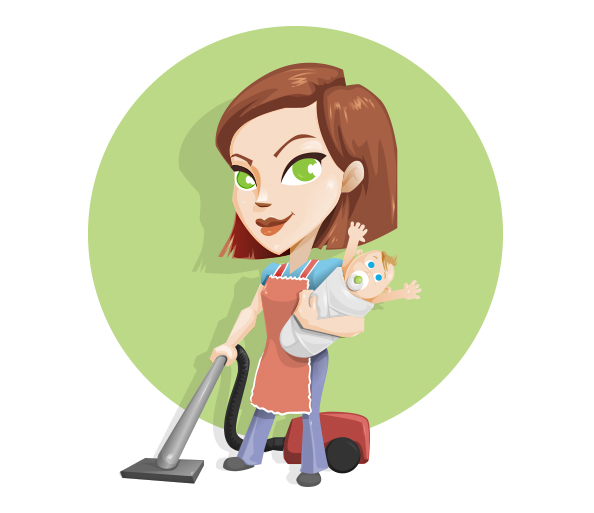 Busy Housewife Vector Character 
