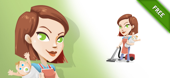 Busy Housewife Vector Character