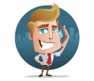 Vector Business Guy holding a Phone - Vector Characters