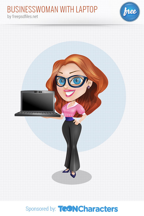 Businesswoman with laptop vector character