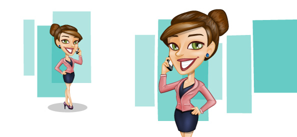 Vector Businesswoman with Phone