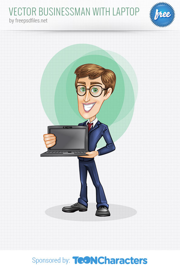 Vector Businessman with Laptop