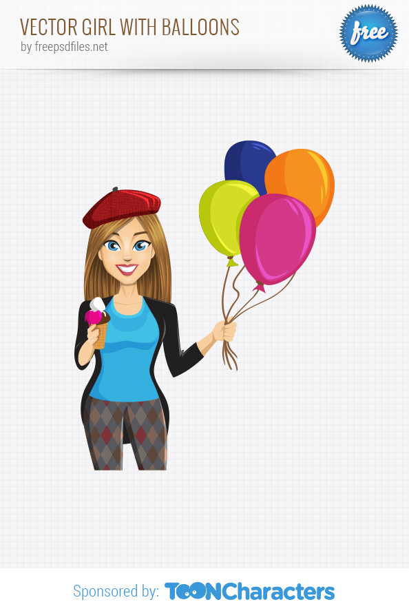 Vector Girl with Balloons