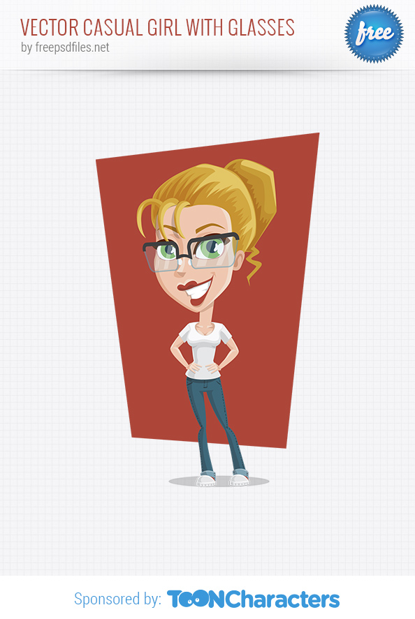 Vector Casual Girl with Glasses