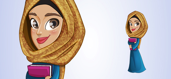 Arabian Vector Girl Holding a Book