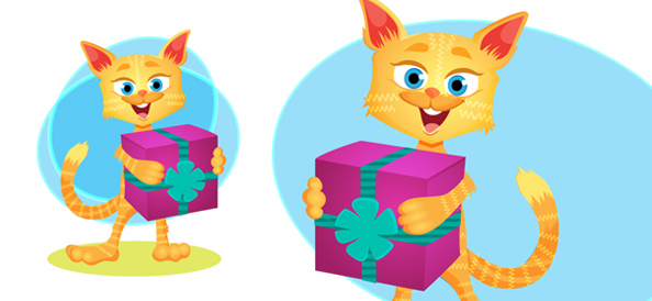 Vector Cat With Gift