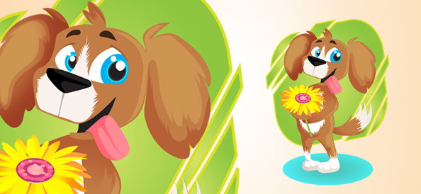 Vector Dog With Flower