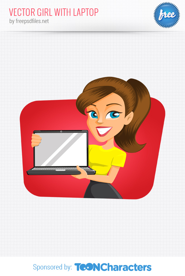 Vector Girl With Laptop