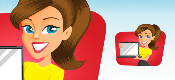 Vector Girl With Laptop