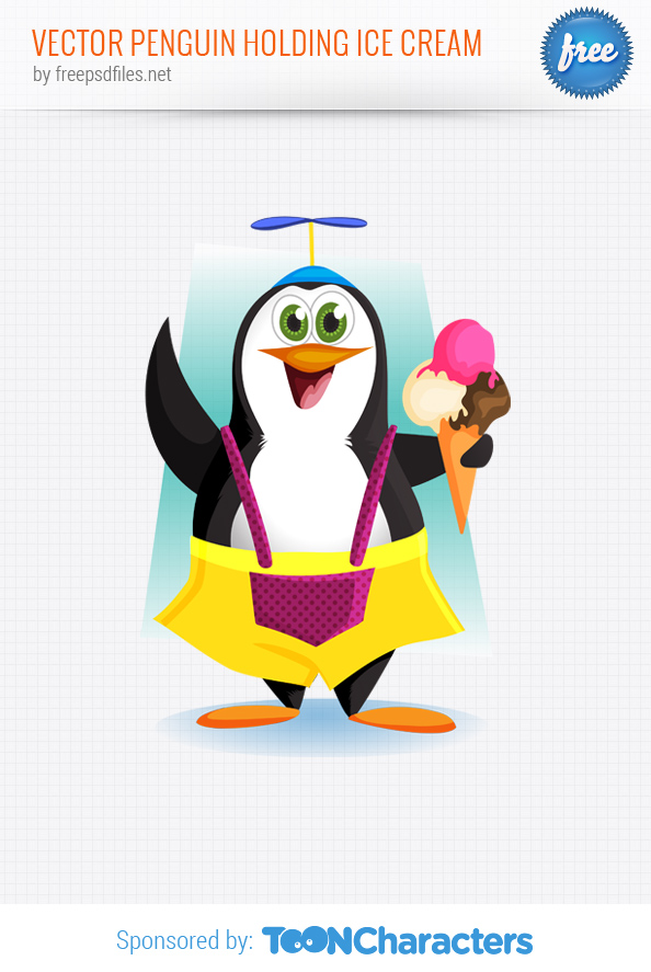 Vector Penguin Holding Ice Cream