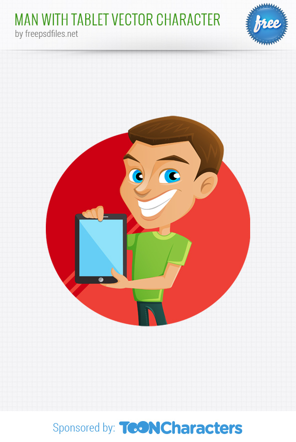 Man With Tablet Vector Character