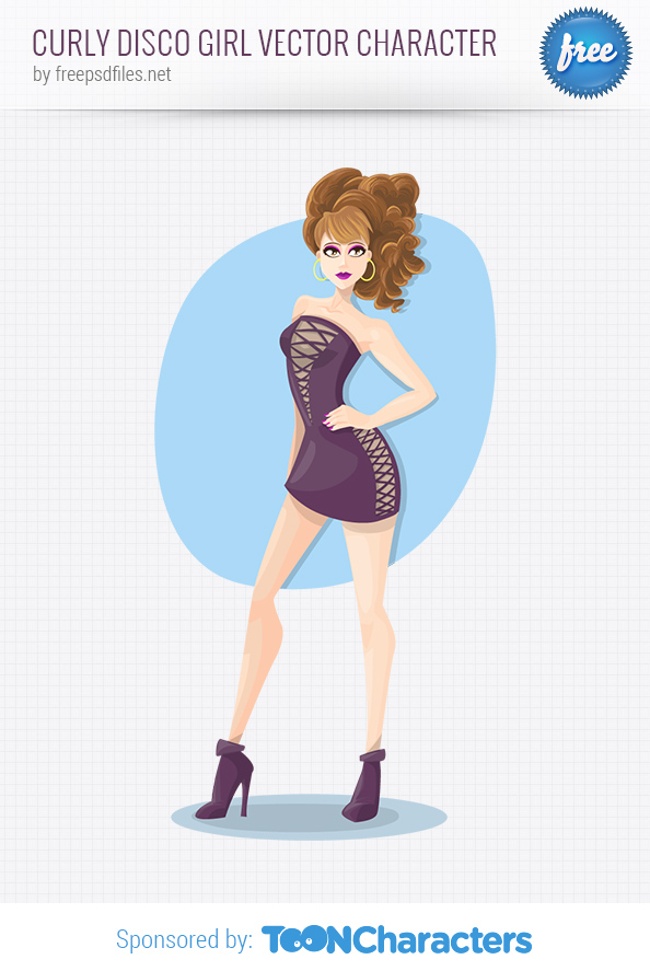 Curly Disco Girl Vector Character