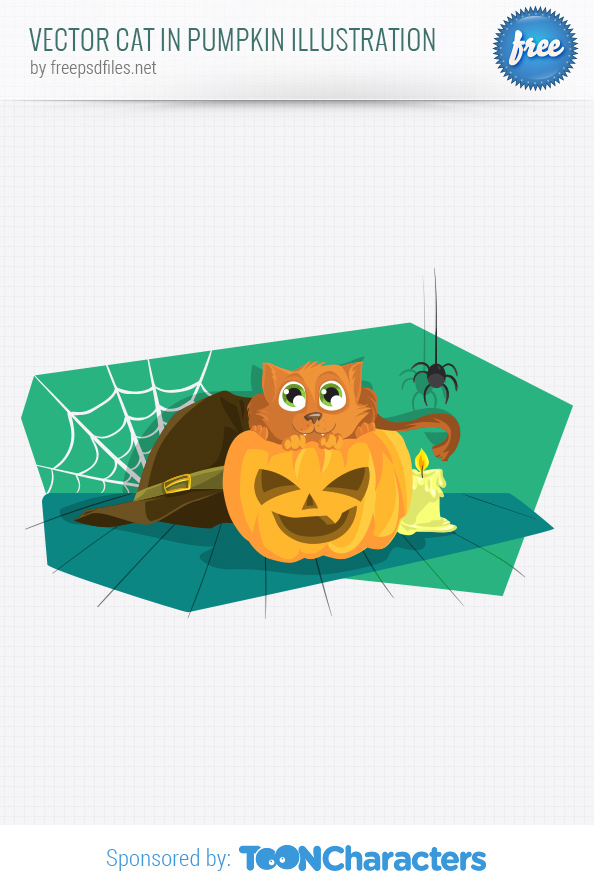 Vector Cat in Pumpkin Illustration