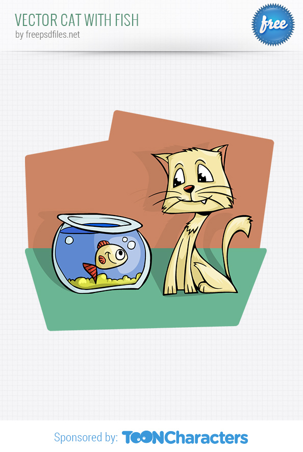 Vector Cat with Fish