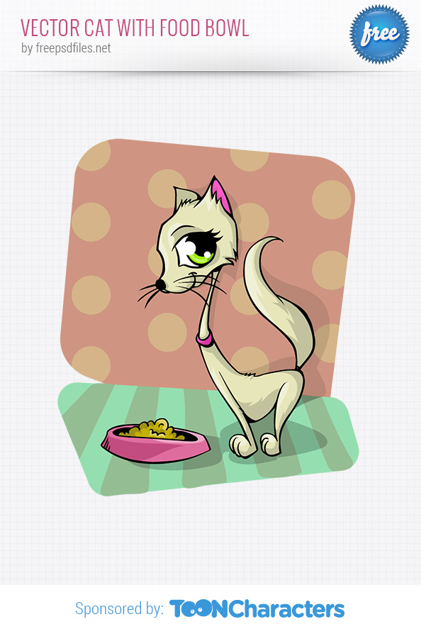Vector Cat with Food Bowl