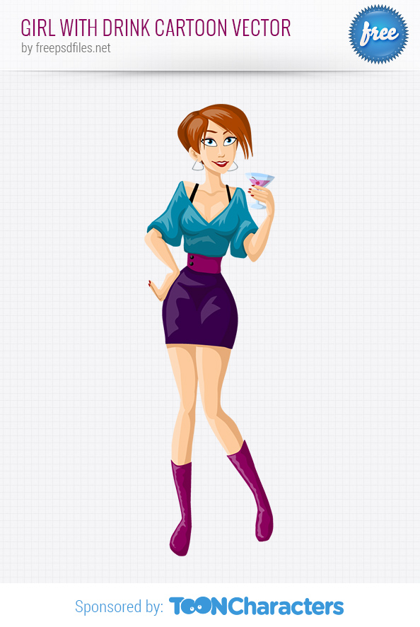 Girl with Drink Cartoon Vector