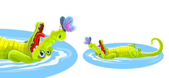 Free Cute Crocodile with Butterfly