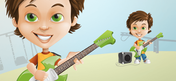 Character Design of a Boy with a Guitar