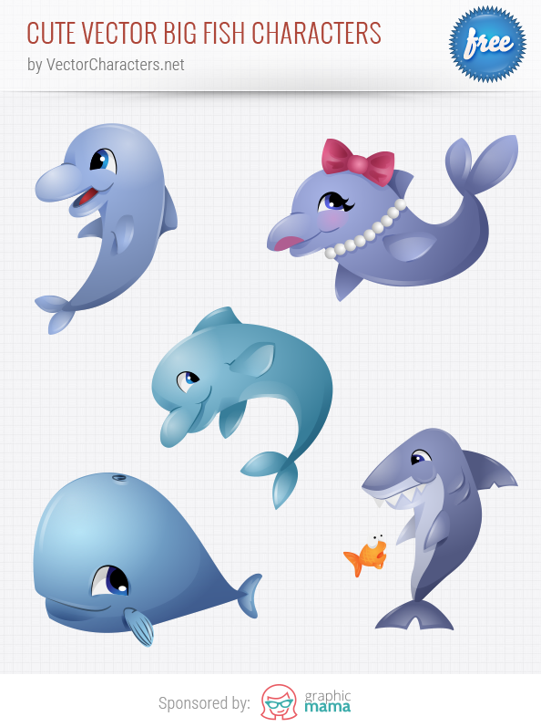 Cute Vector Big Fish Characters