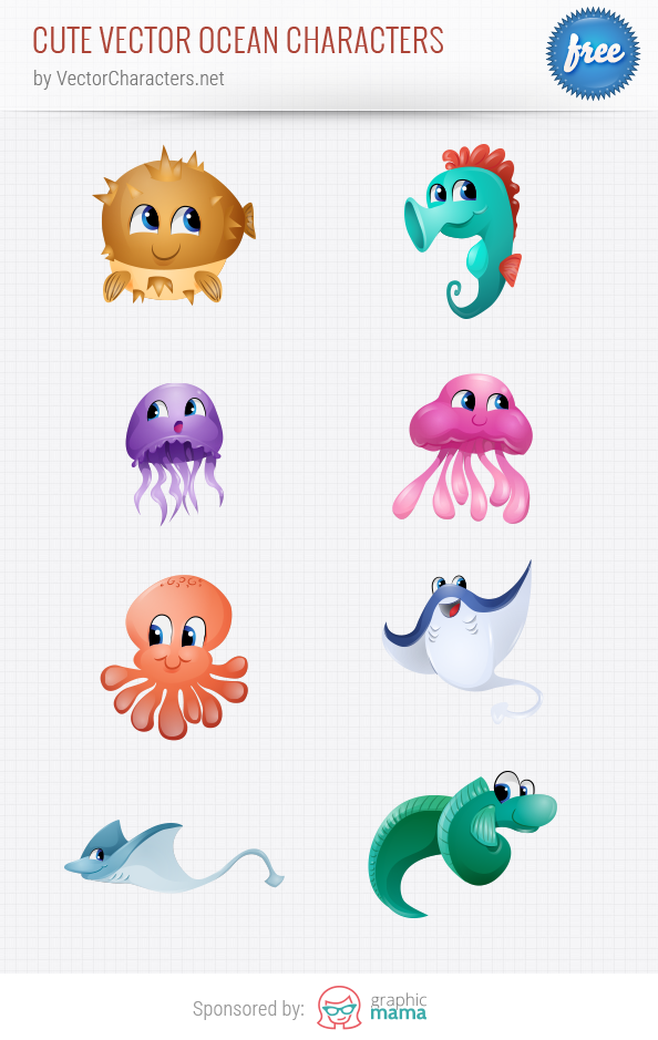 Cute Vector Ocean Characters