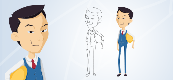 Asian Vector Businessman Character Holding a Safety Helmet
