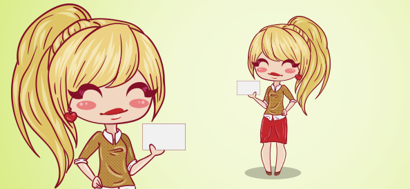 Girl Holding a Business Card
