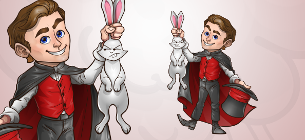Illusionist Holding a Rabbit