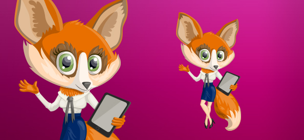 Female Vector Fox with a Tablet