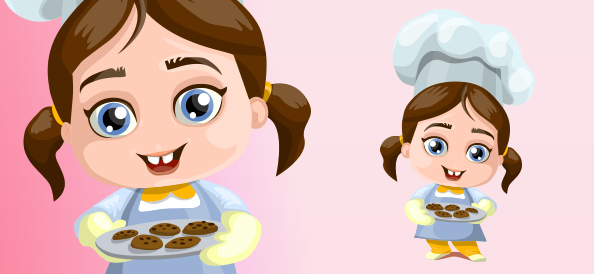 Little Vector Girl With a Cookies