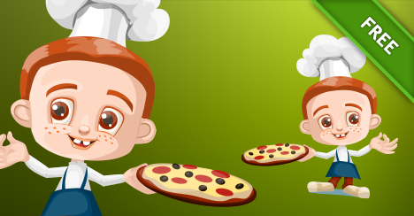 Vector Boy Holding Pizza - Vector Characters