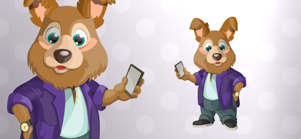 Vector Dog Holding a Smartphone