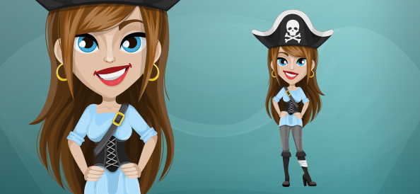 Attractive Pirate Woman Character