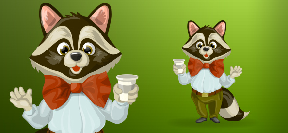 Chubby raccoon with bow tie