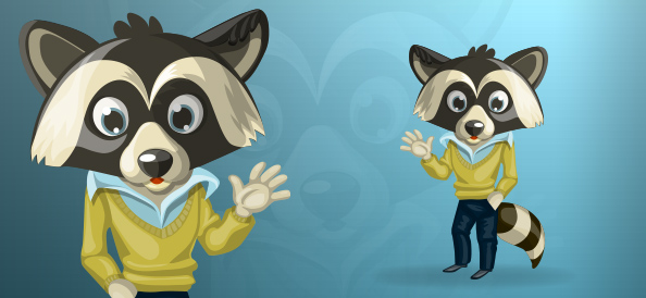 Friendly Raccoon Business Cartoon Waving at you