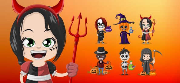 Halloween Vector Character Set