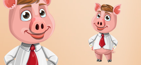 Vector Businessman Pig Character